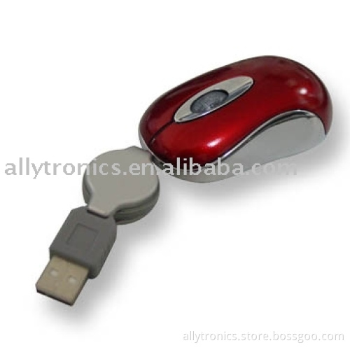 Mini Optical Mice in red with chromed silver trim